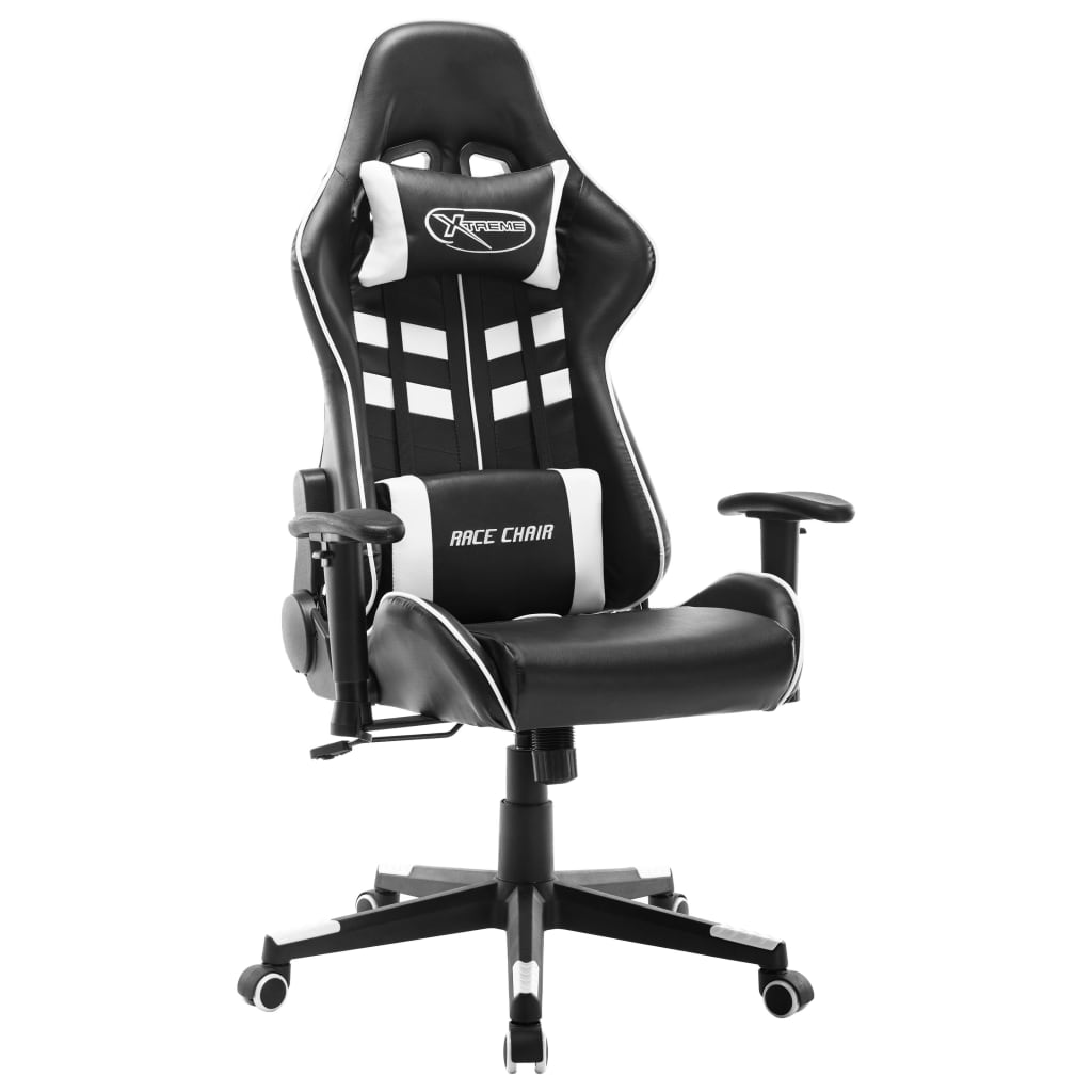 vidaXL Cadeira de gaming couro artificial preto e branco