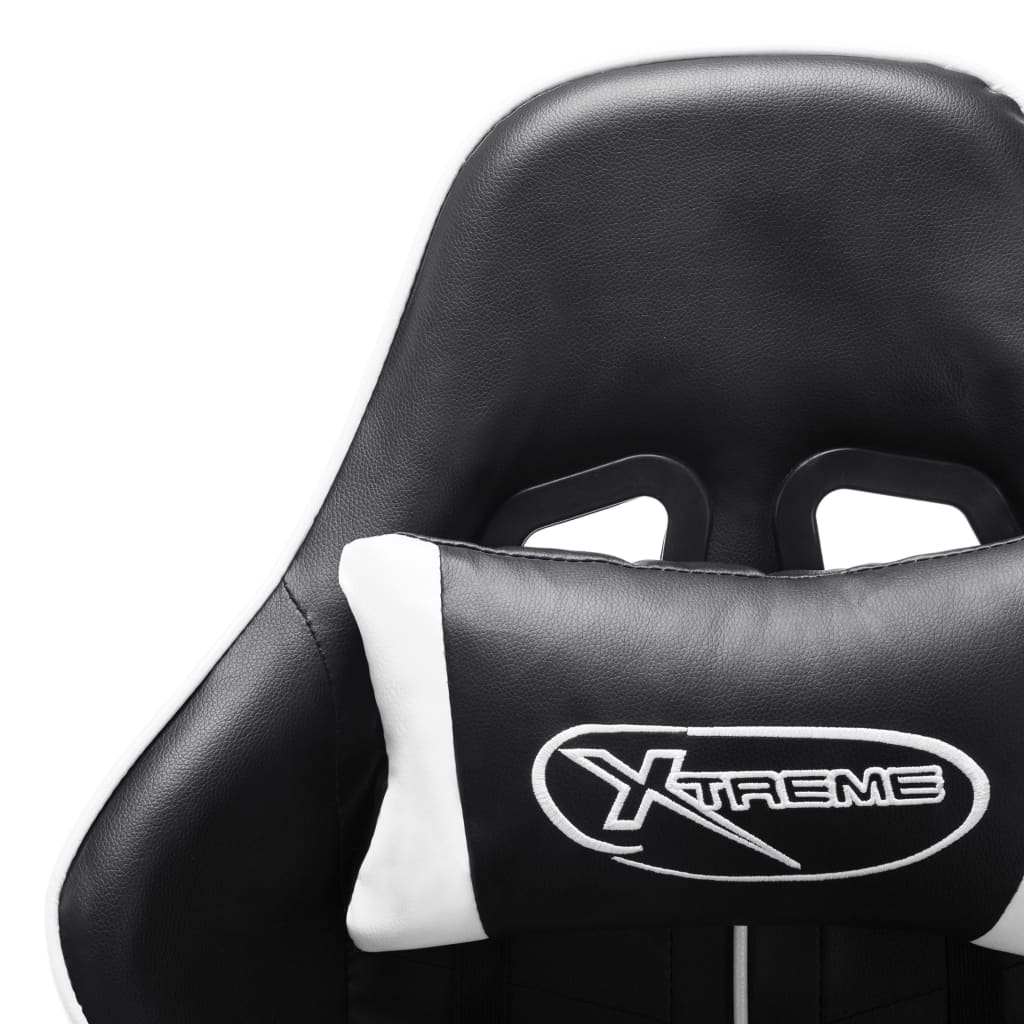 vidaXL Cadeira de gaming couro artificial preto e branco