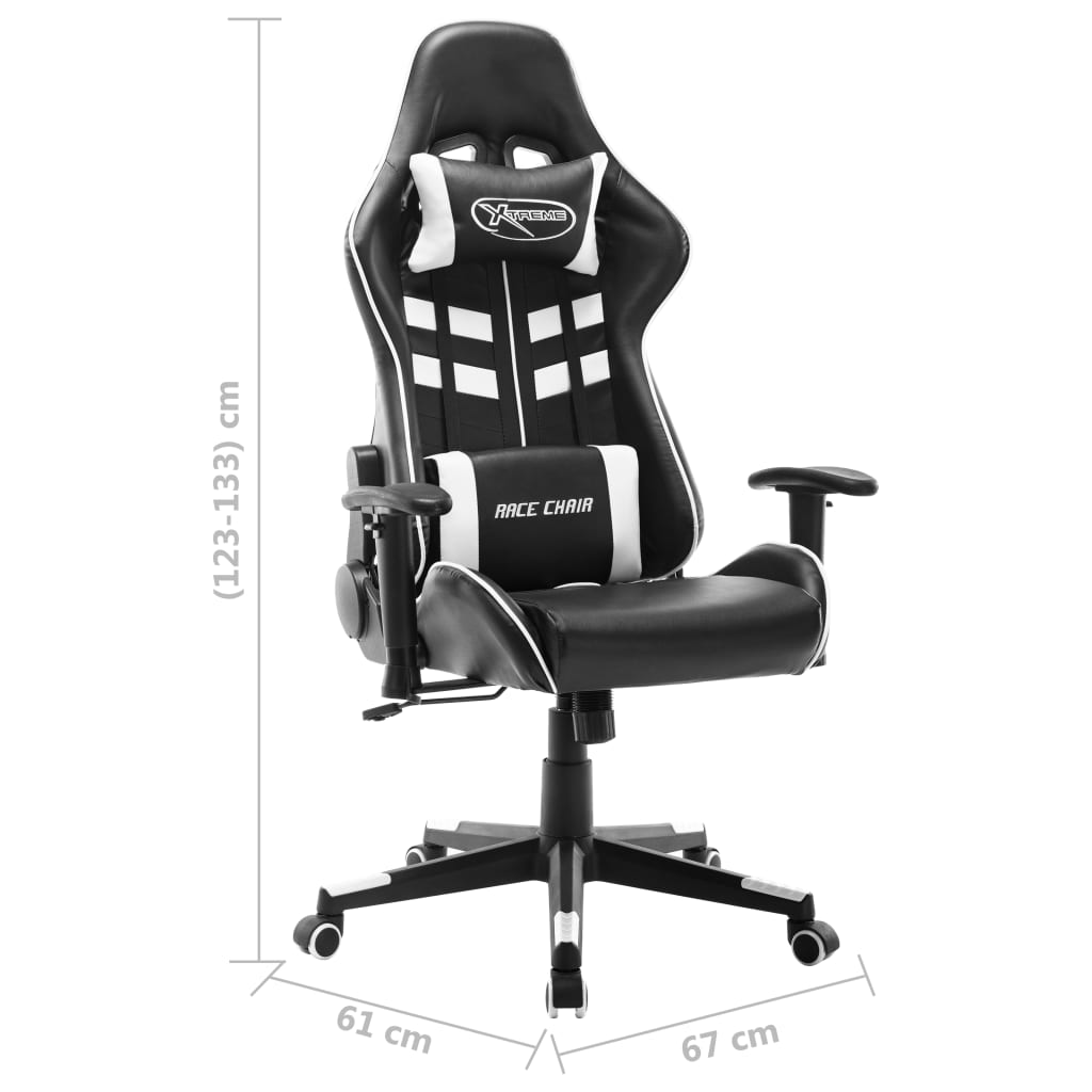 vidaXL Cadeira de gaming couro artificial preto e branco