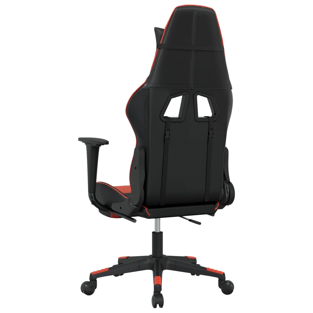 vidaXL Cadeira gaming massagem + apoio pés couro artif. preto/vermelho