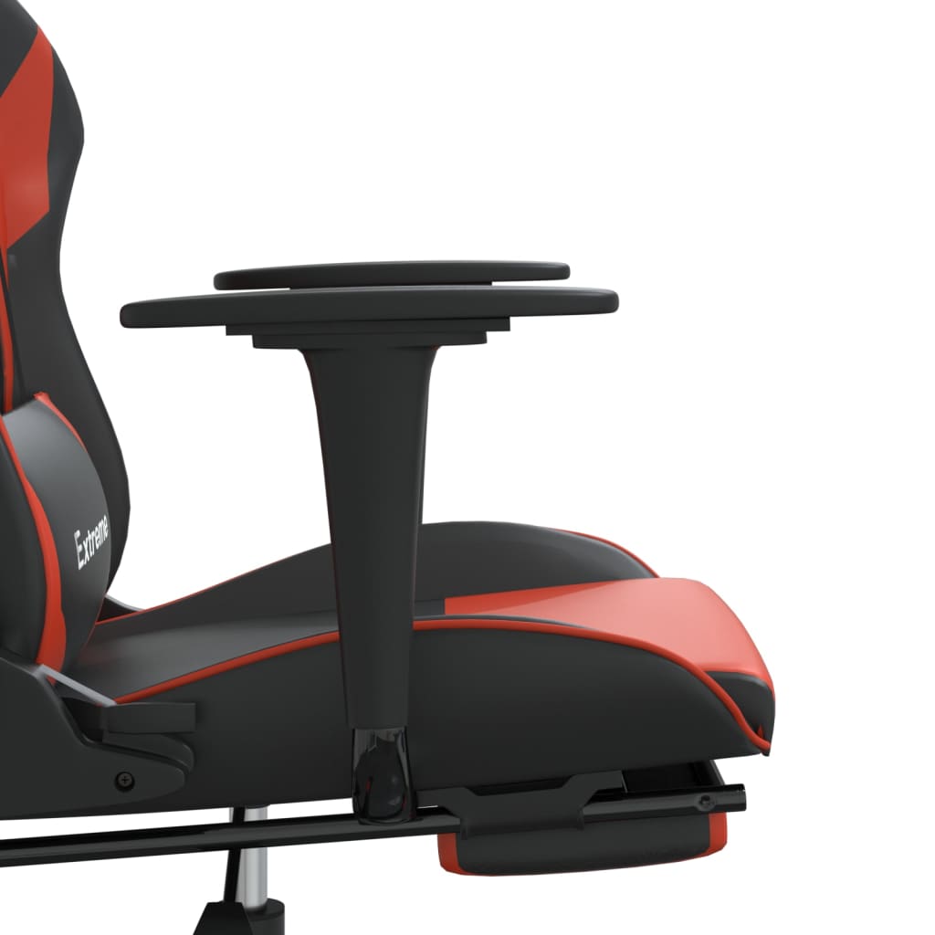 vidaXL Cadeira gaming massagem + apoio pés couro artif. preto/vermelho