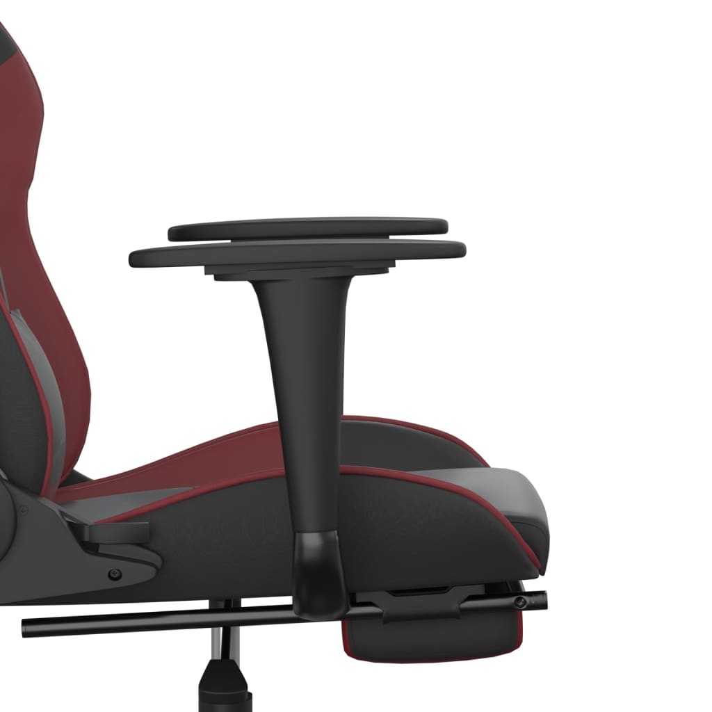 vidaXL Cadeira gaming massagem + apoio couro art. preto/vermelho tinto