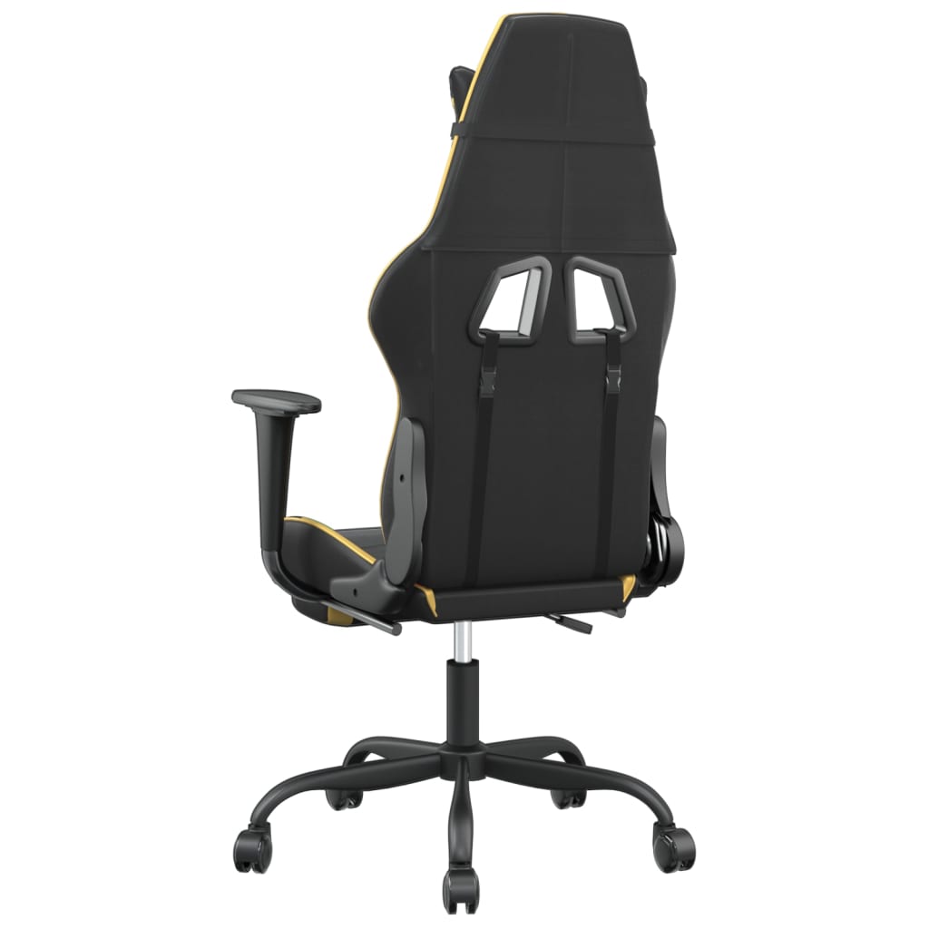 vidaXL Cadeira gaming massagens c/ apoio pés couro artif. Ouro/Preto