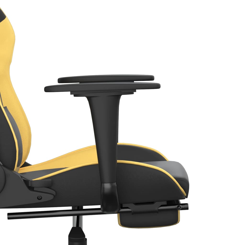 vidaXL Cadeira gaming massagens c/ apoio pés couro artif. Ouro/Preto