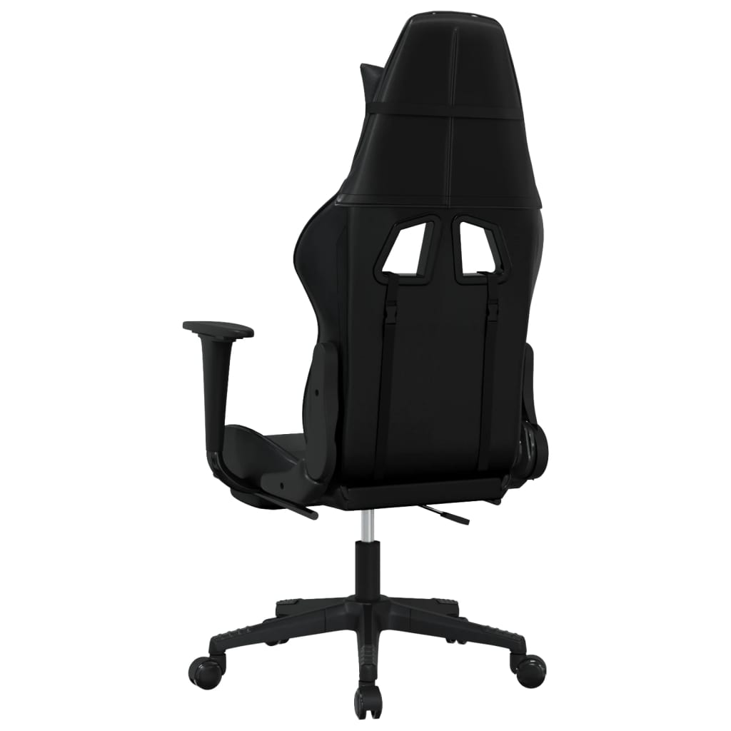 vidaXL Cadeira gaming c/ apoio pés couro artificial preto