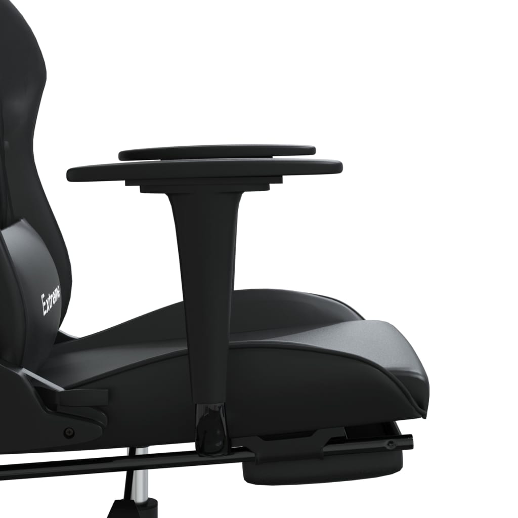 vidaXL Cadeira gaming c/ apoio pés couro artificial preto