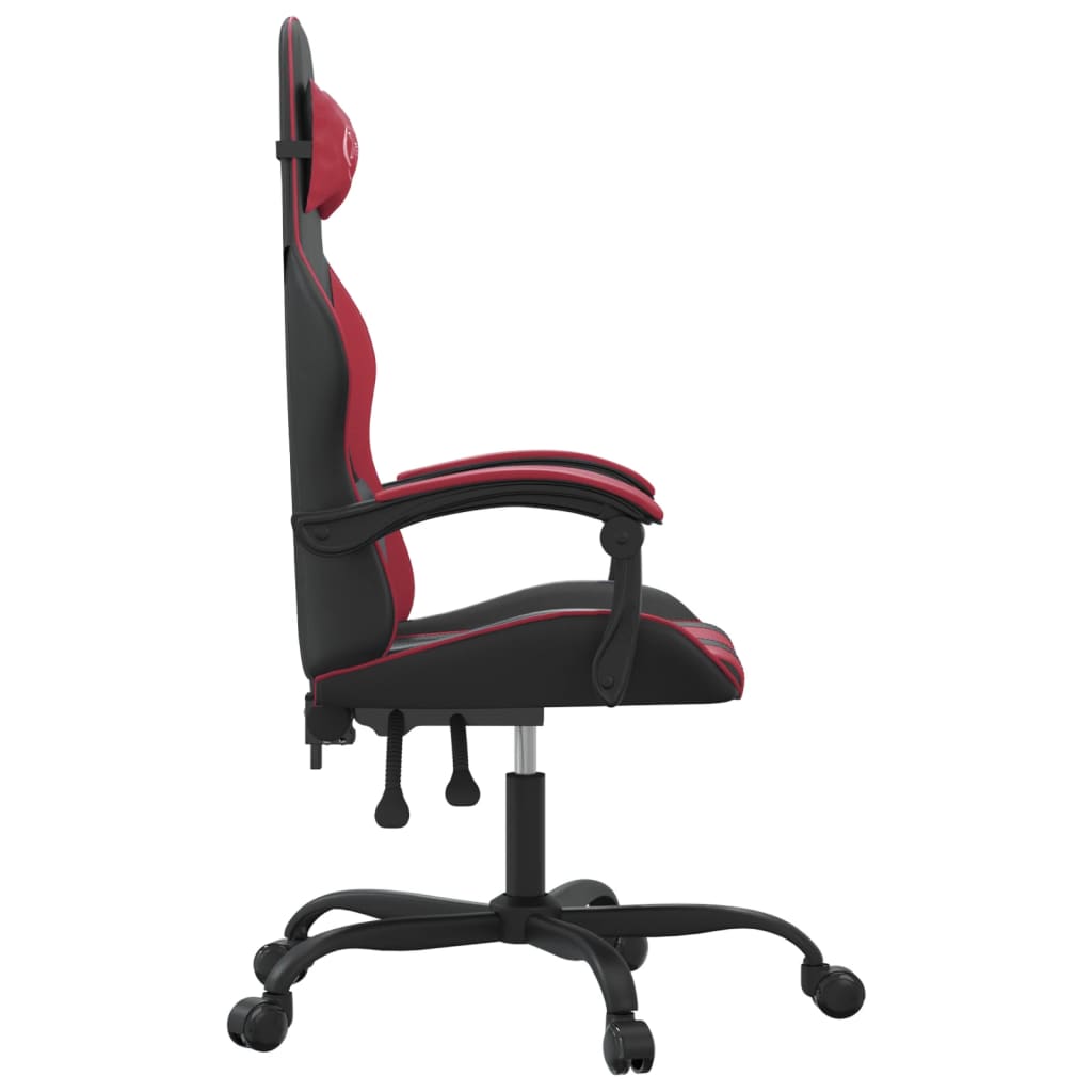 vidaXL Cadeira gaming couro artificial preto e vermelho tinto