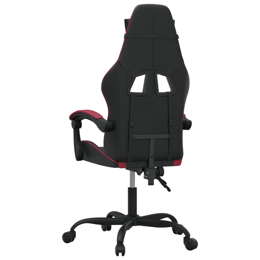 vidaXL Cadeira gaming couro artificial preto e vermelho tinto