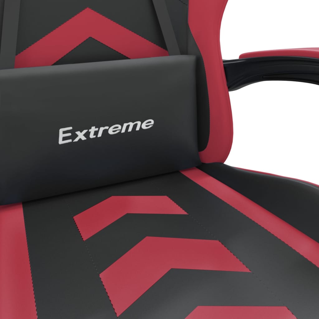 vidaXL Cadeira gaming couro artificial preto e vermelho tinto