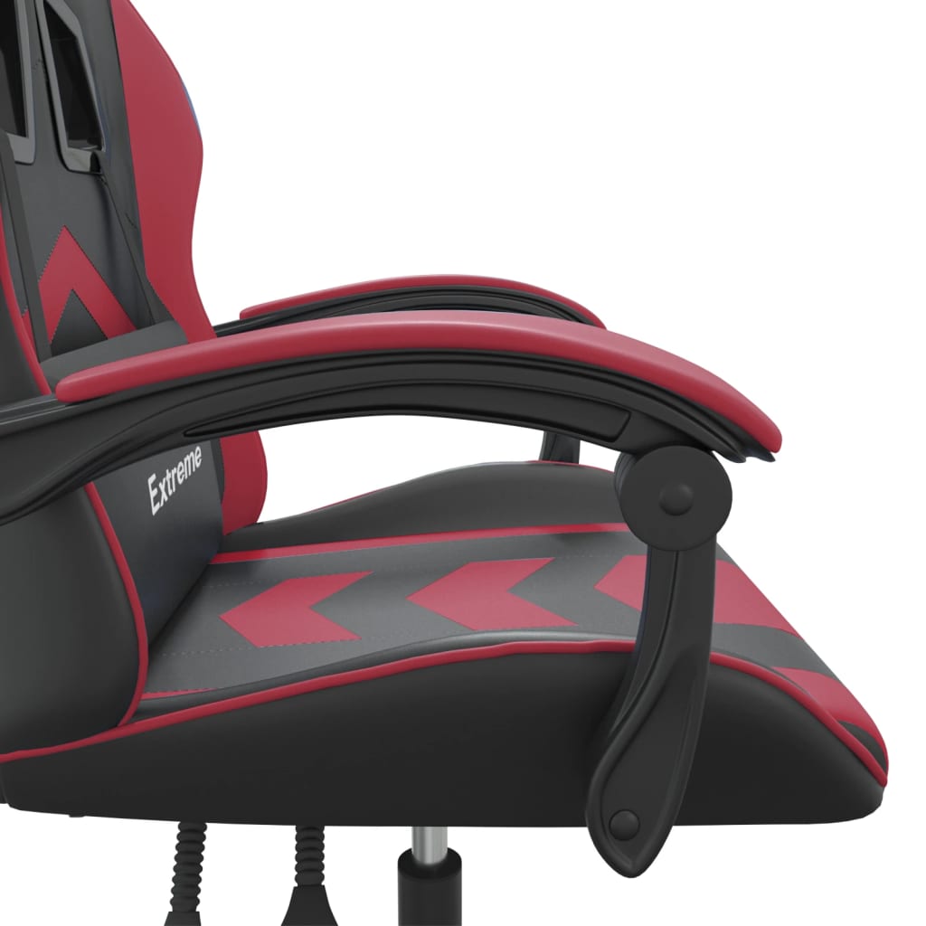 vidaXL Cadeira gaming couro artificial preto e vermelho tinto