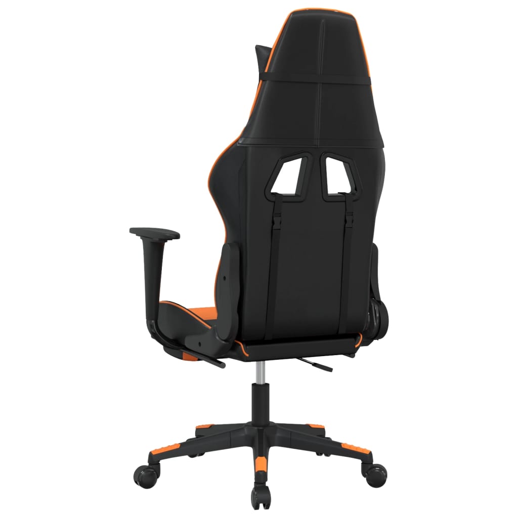 vidaXL Cadeira gaming c/ apoio p/ pés couro artificial preto e laranja