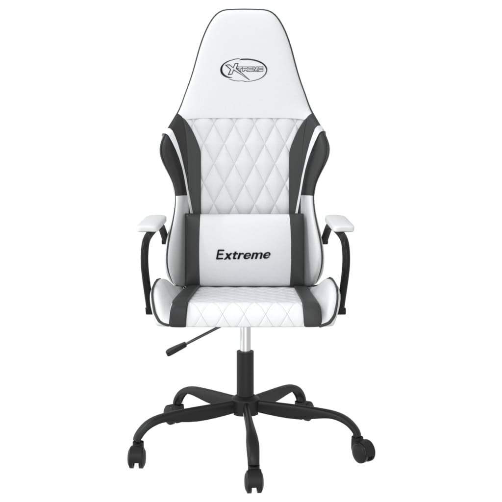 vidaXL Cadeira gaming couro artificial branco e preto