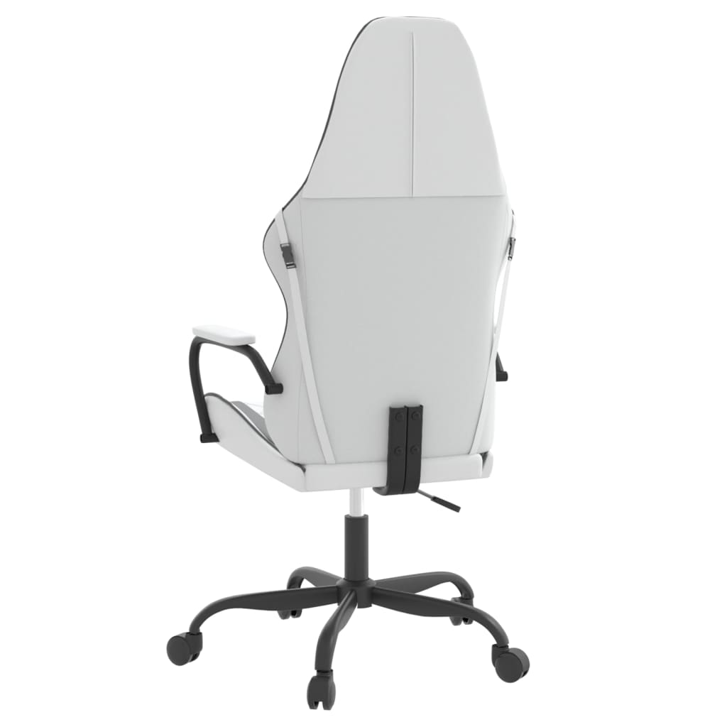 vidaXL Cadeira gaming couro artificial branco e preto