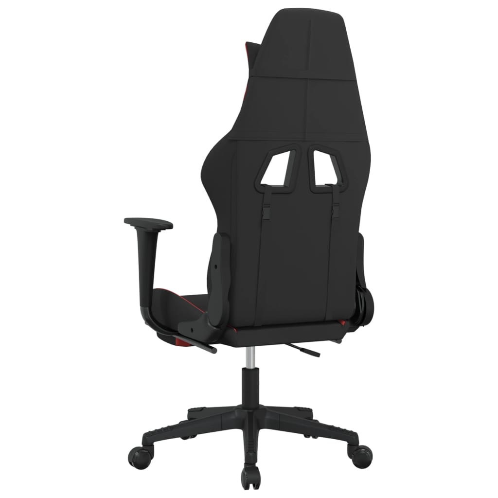 vidaxL Cadeira de gaming c/ apoio para os pés tecido preto e vermelho