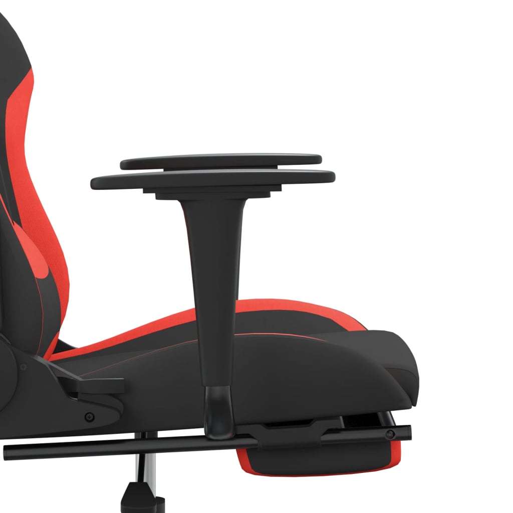 vidaxL Cadeira de gaming c/ apoio para os pés tecido preto e vermelho