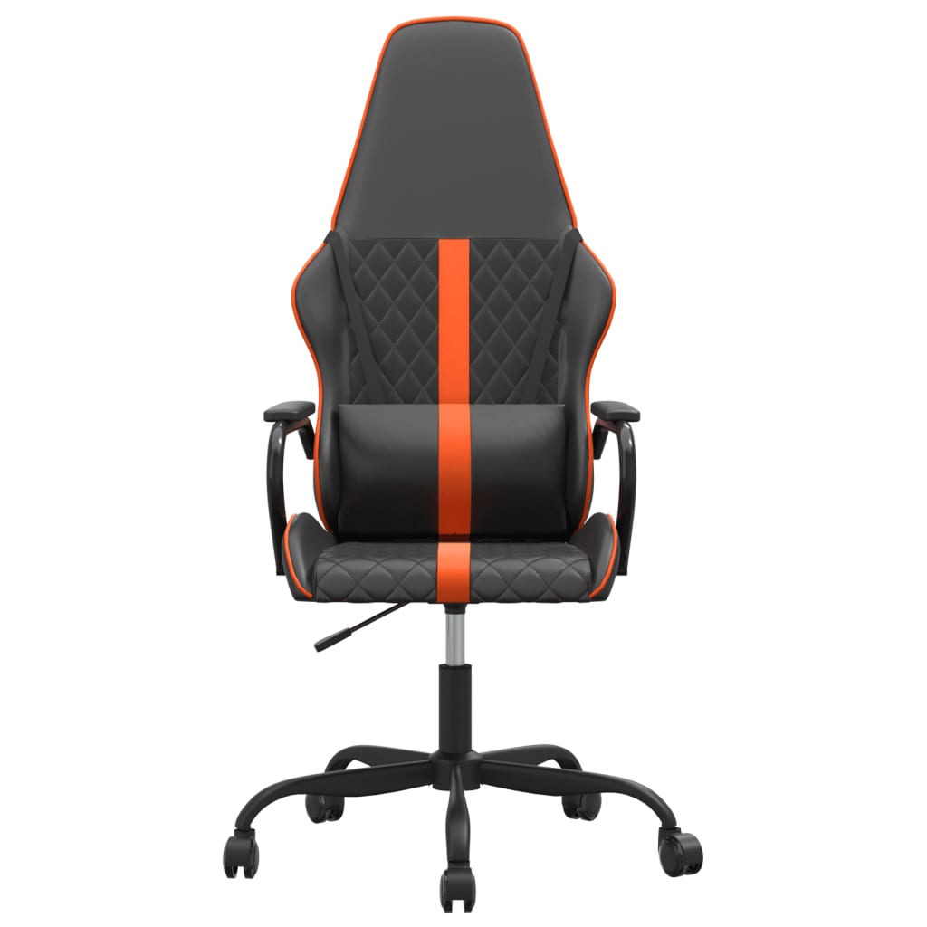 vidaXL Cadeira gaming couro artificial preto e laranja