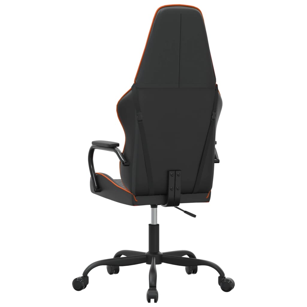 vidaXL Cadeira gaming couro artificial preto e laranja