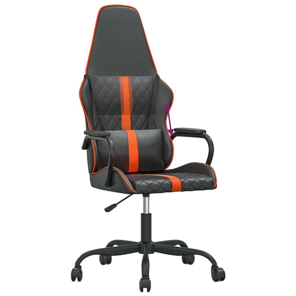 vidaXL Cadeira gaming couro artificial preto e laranja