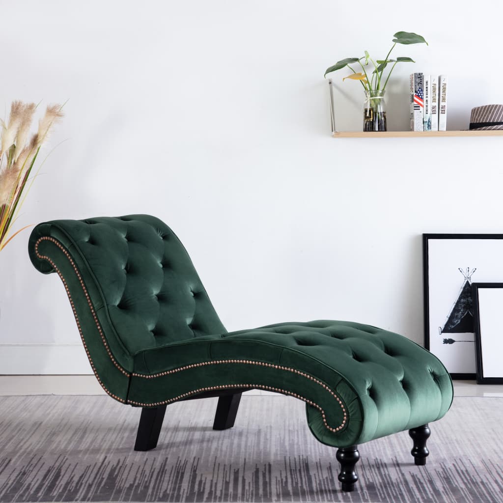 vidaXL Chaise longue em veludo verde