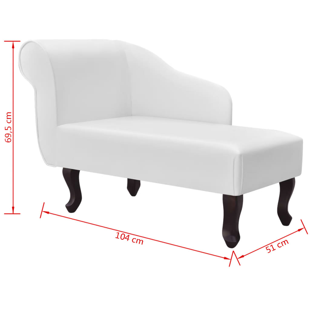 vidaXL Chaise longue couro artificial branco