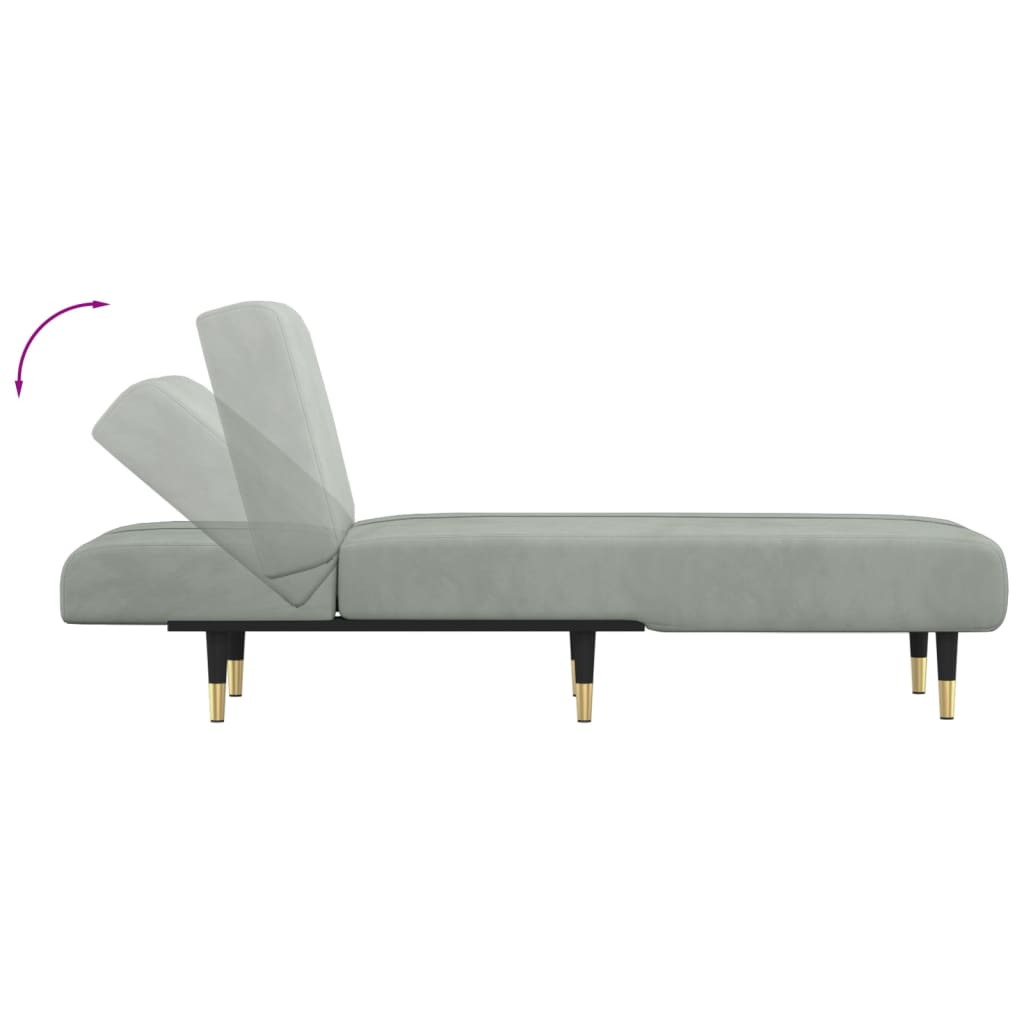 vidaXL Chaise longue veludo cinzento-claro