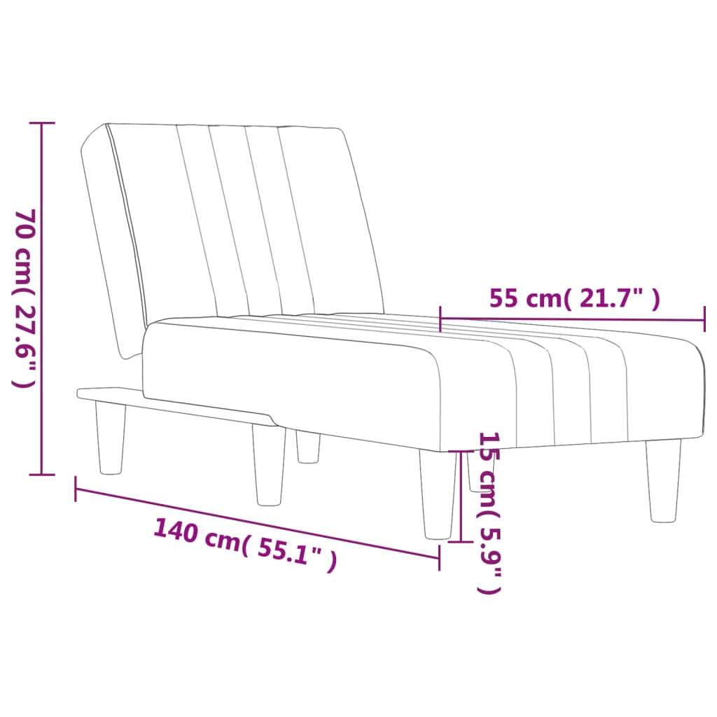 vidaXL Chaise longue tecido cinzento-claro