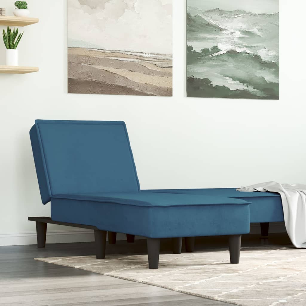 vidaXL Chaise longue veludo azul