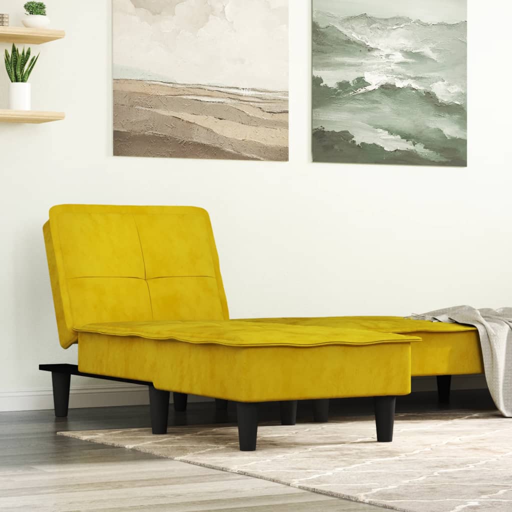 vidaXL Chaise longue veludo amarelo