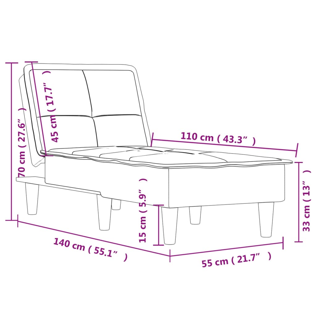 vidaXL Chaise longue veludo amarelo