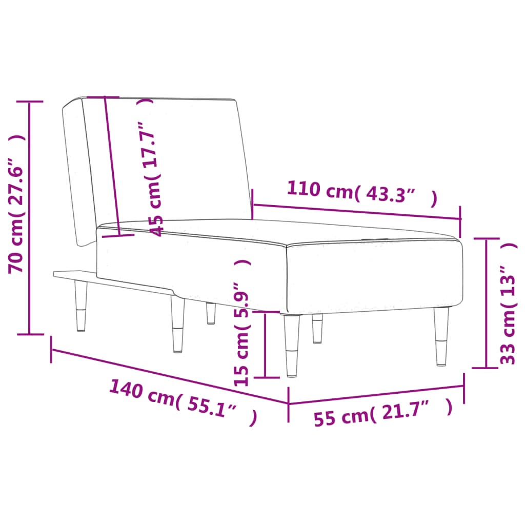 vidaXL Chaise longue veludo cinzento-escuro