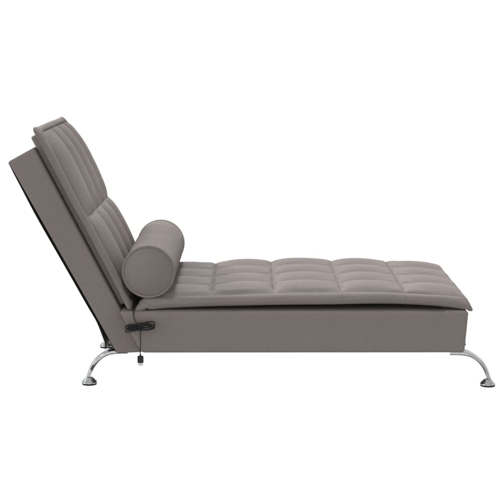 vidaXL Chaise lounge de massagem com rolo tecido cinza-acastanhado