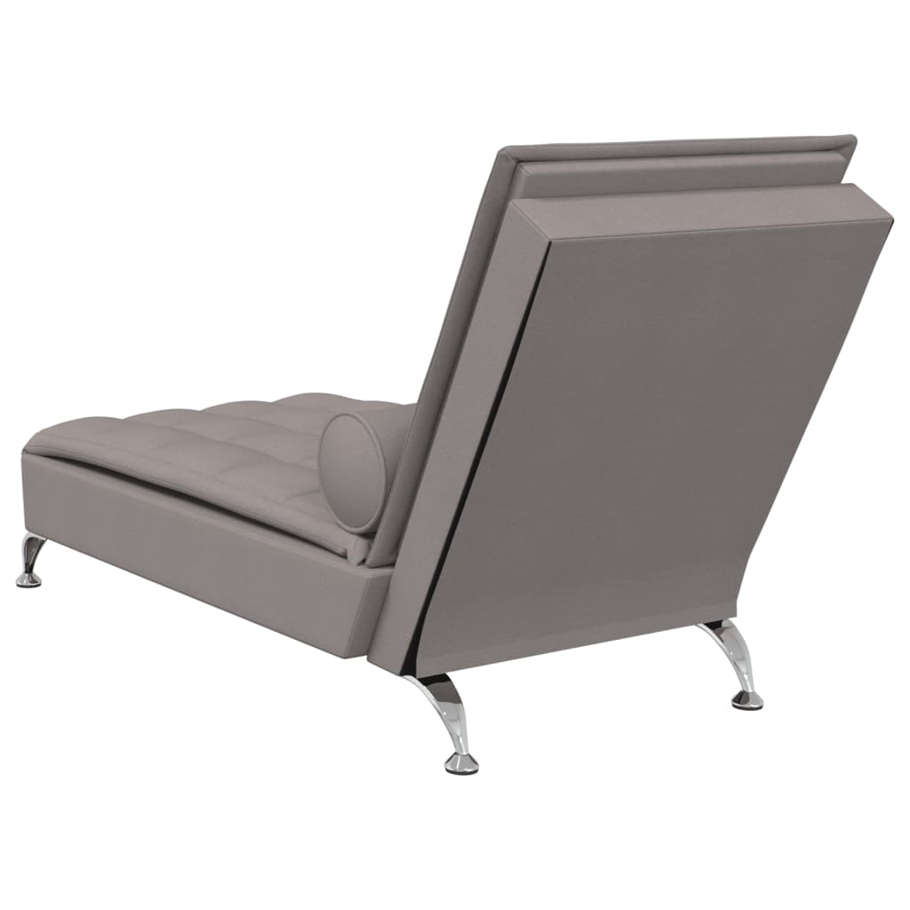 vidaXL Chaise lounge de massagem com rolo tecido cinza-acastanhado