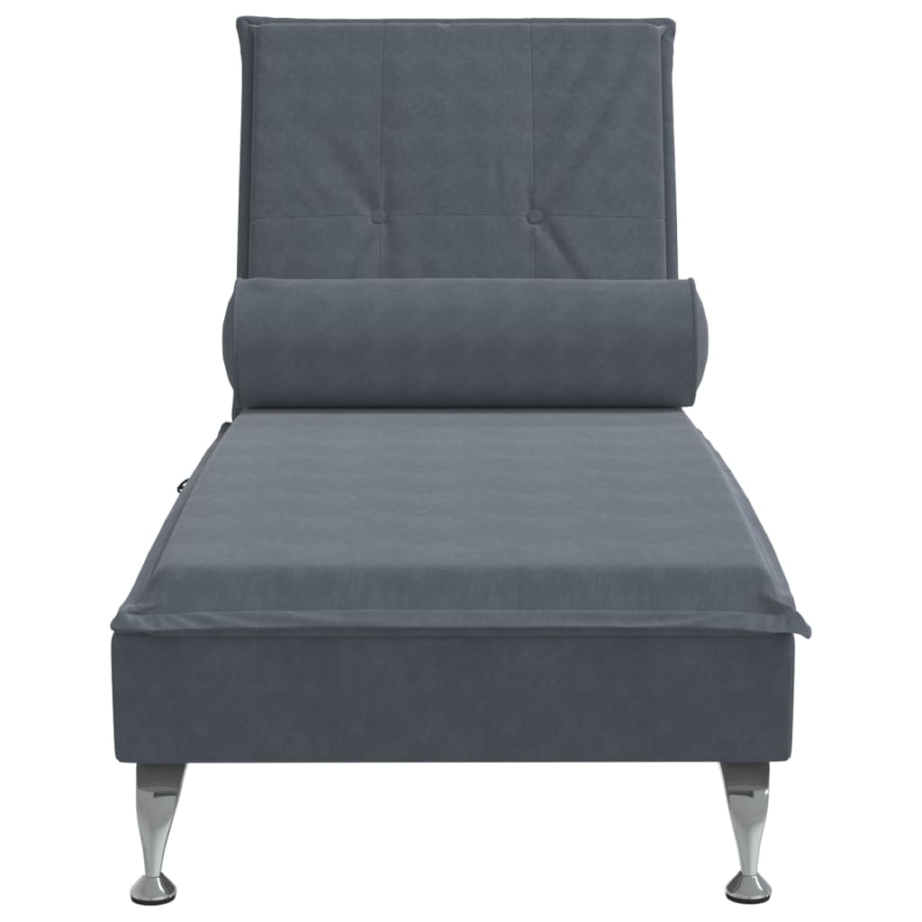 vidaXL Chaise lounge de massagem com rolo veludo cinzento-escuro