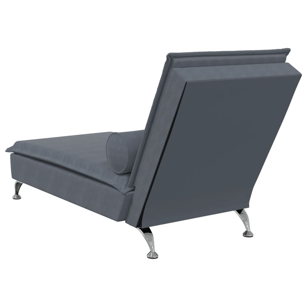 vidaXL Chaise lounge de massagem com rolo veludo cinzento-escuro