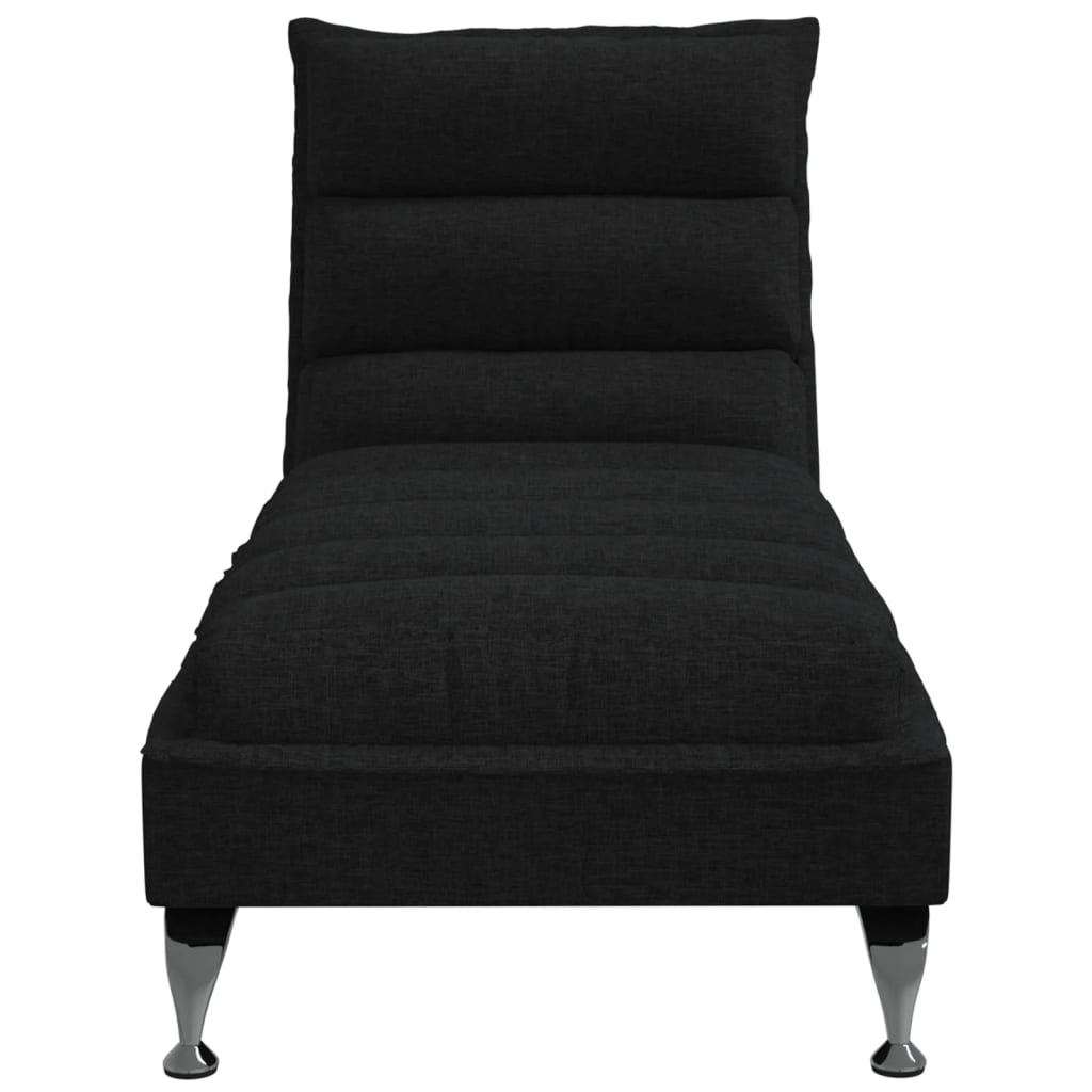 vidaXL Chaise lounge com almofadões tecido preto