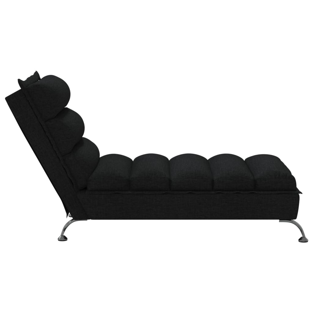 vidaXL Chaise lounge com almofadões tecido preto