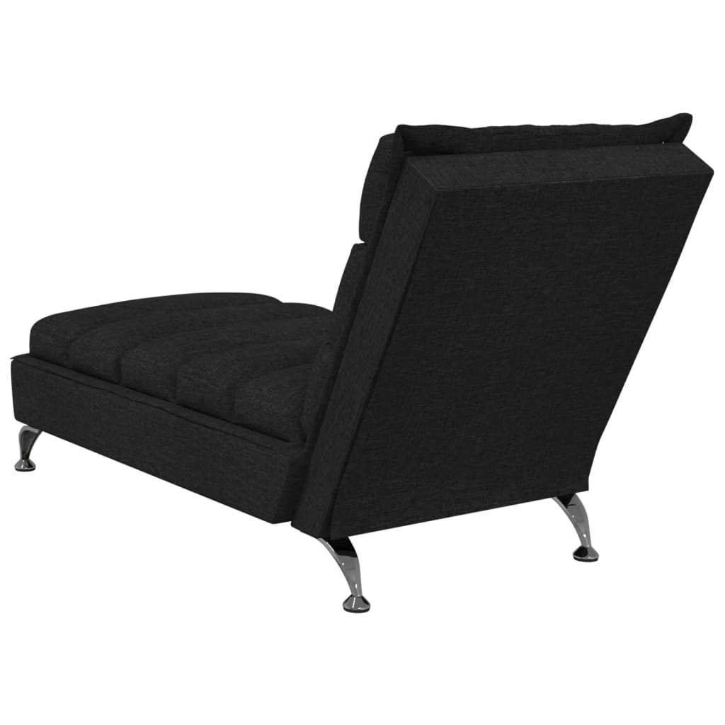 vidaXL Chaise lounge com almofadões tecido preto