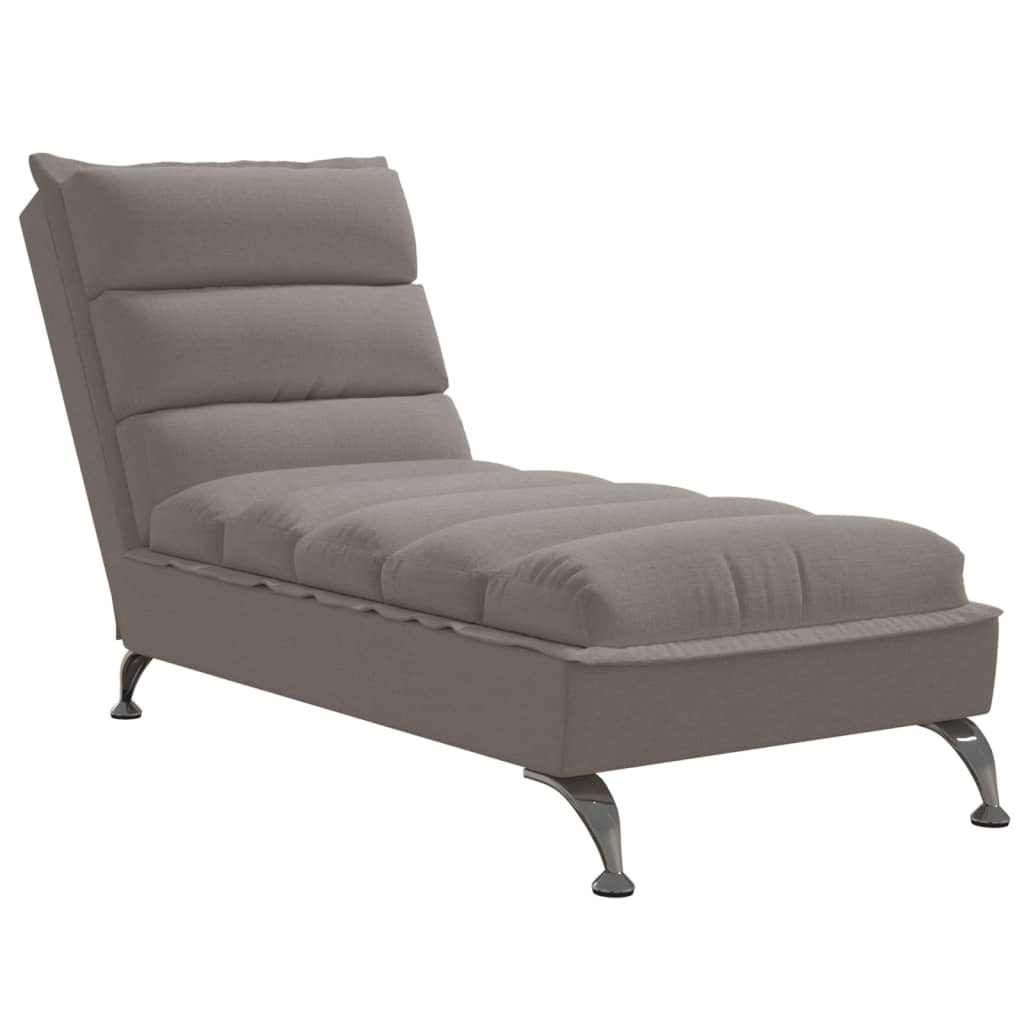 vidaXL Chaise lounge com almofadões tecido cinzento-acastanhado