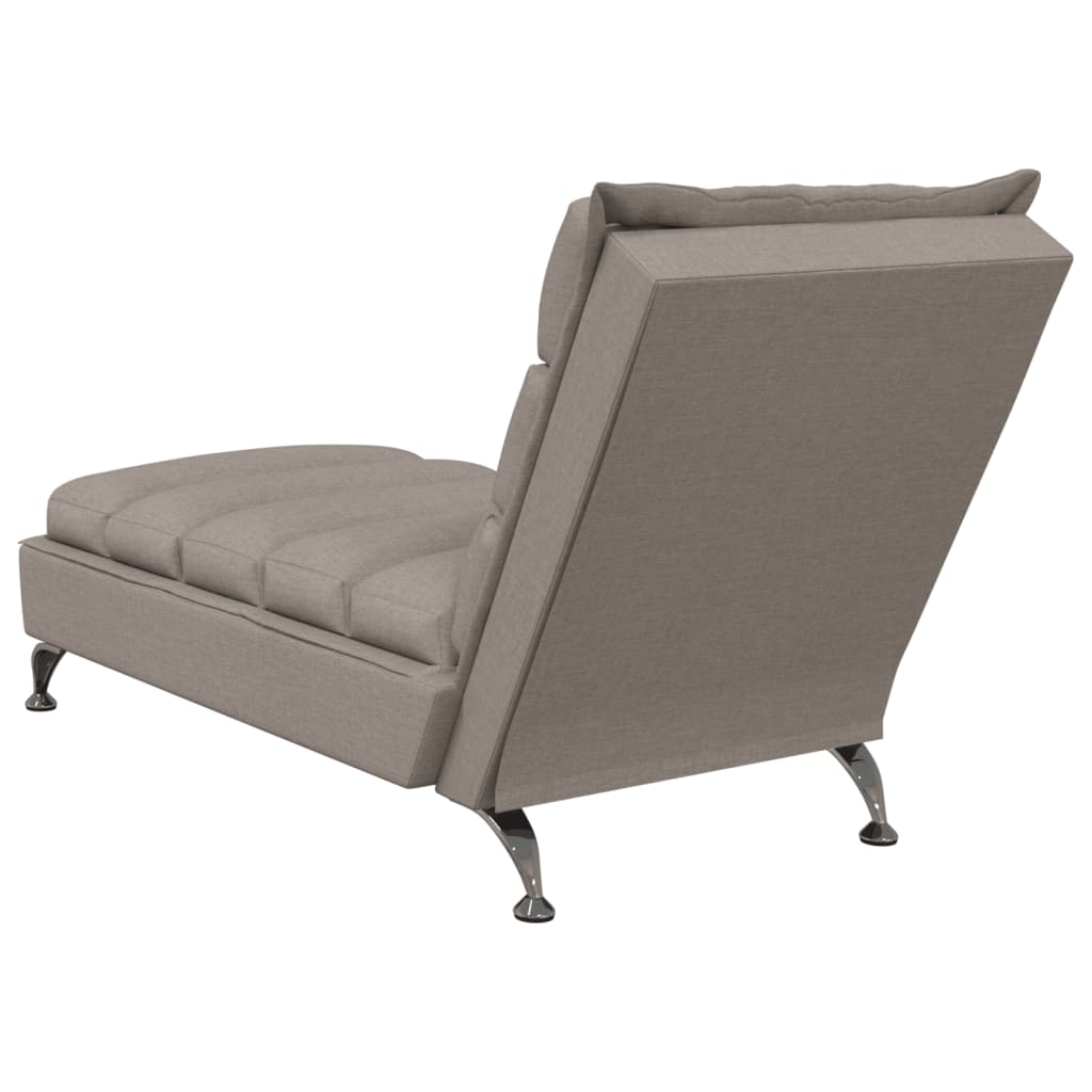 vidaXL Chaise lounge com almofadões tecido cinzento-acastanhado