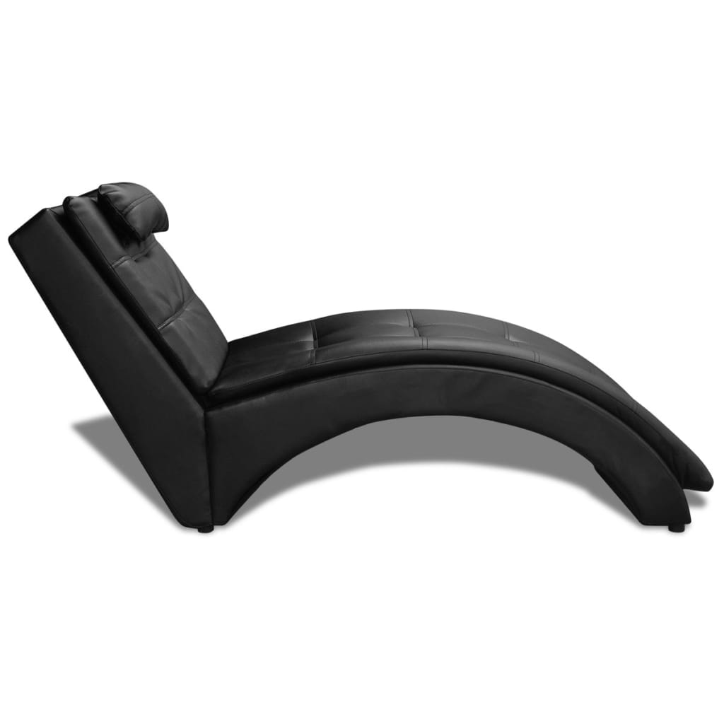 vidaXL Chaise longue com almofada couro artificial preto