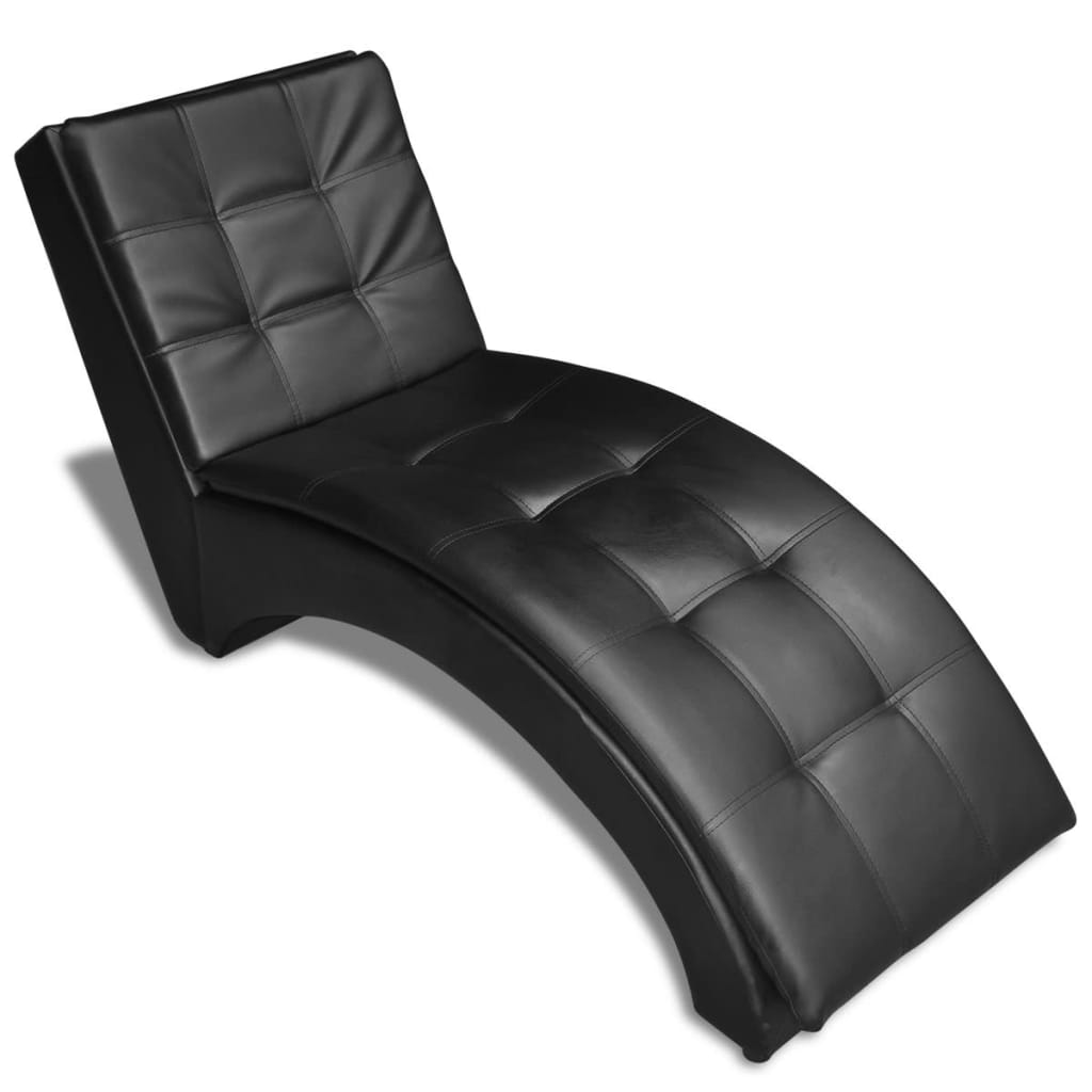 vidaXL Chaise longue com almofada couro artificial preto