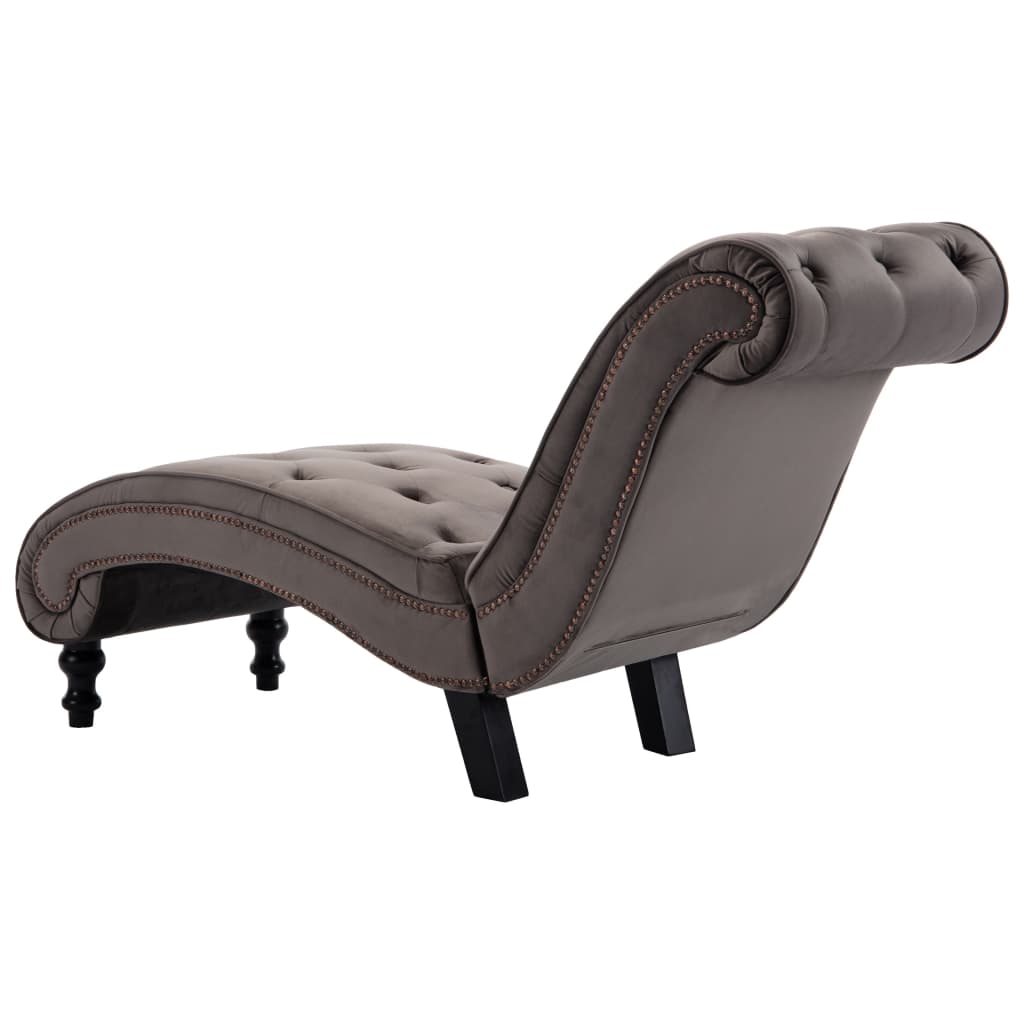 vidaXL Chaise longue em veludo cinzento