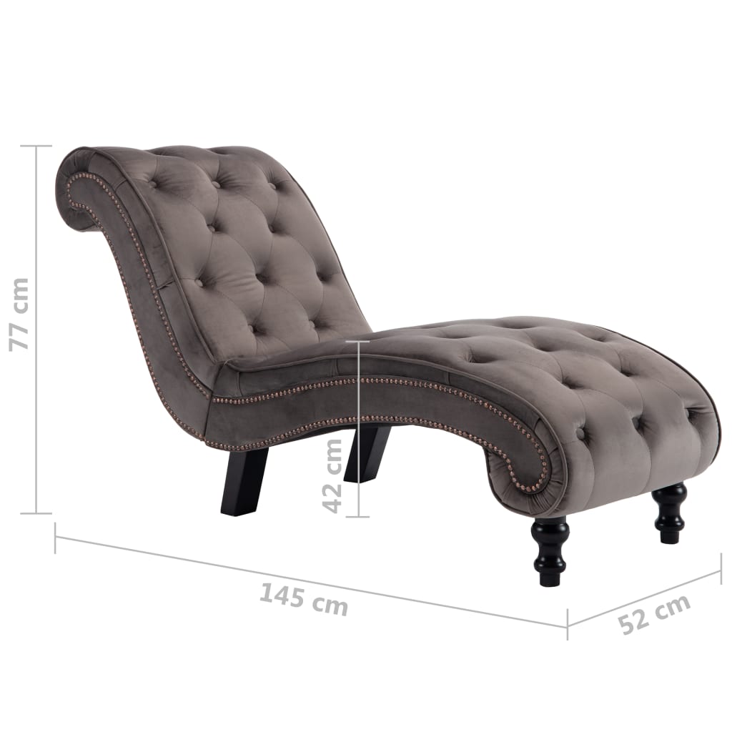 vidaXL Chaise longue em veludo cinzento