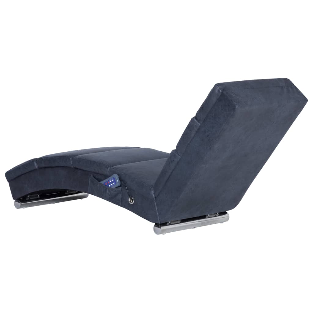 vidaXL Chaise longue de massagens camurça artificial cinzento