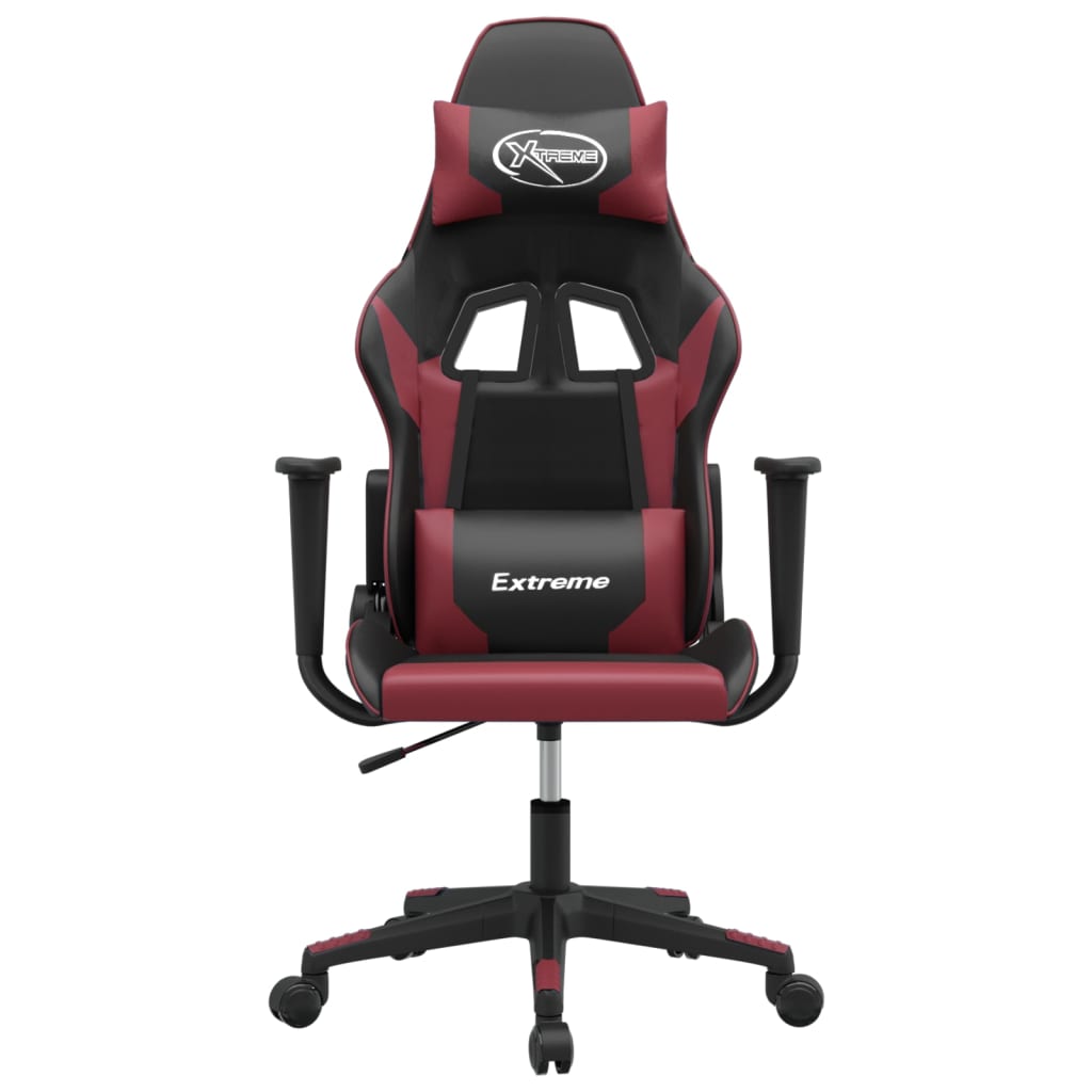 vidaXL Cadeira gaming couro artificial preto e vermelho tinto