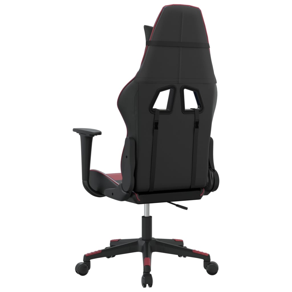 vidaXL Cadeira gaming couro artificial preto e vermelho tinto