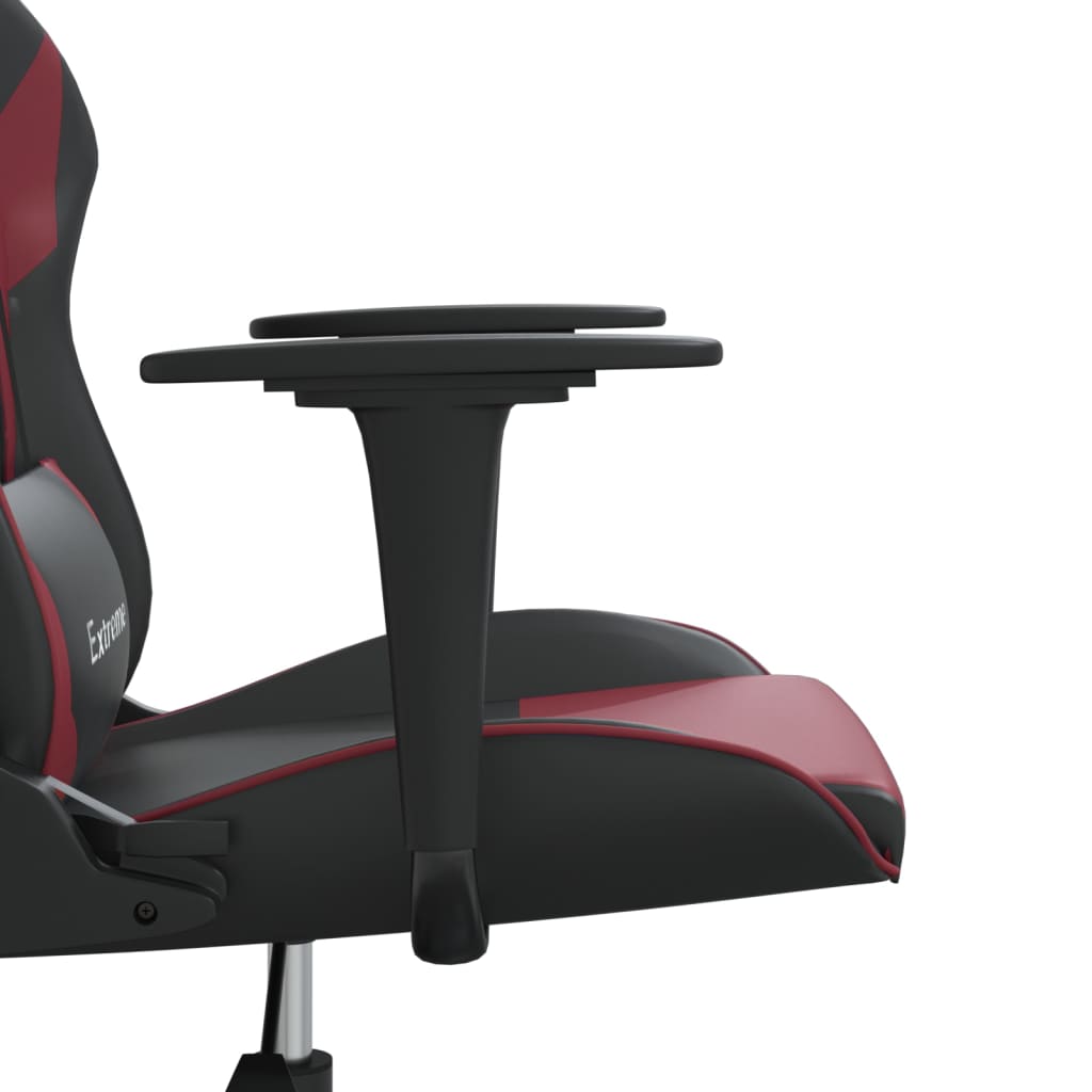 vidaXL Cadeira gaming couro artificial preto e vermelho tinto