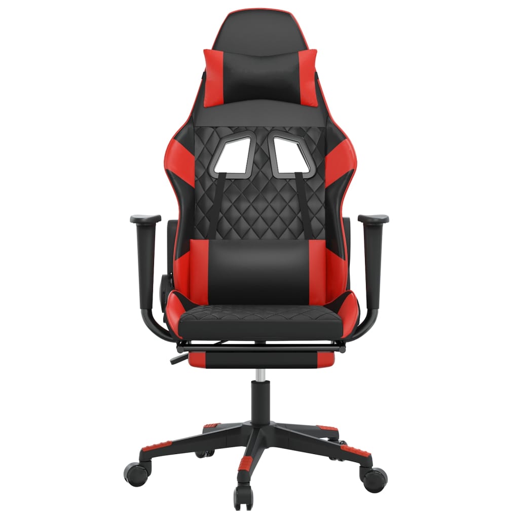 vidaXL Cadeira gaming massagem + apoio pés couro artif. preto/vermelho