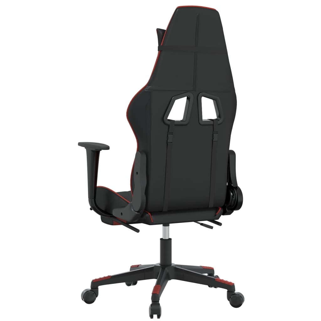 vidaXL Cadeira gaming massagem + apoio pés couro artif. preto/vermelho