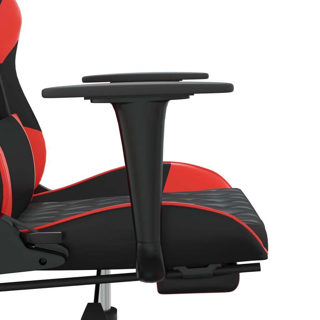 vidaXL Cadeira gaming massagem + apoio pés couro artif. preto/vermelho